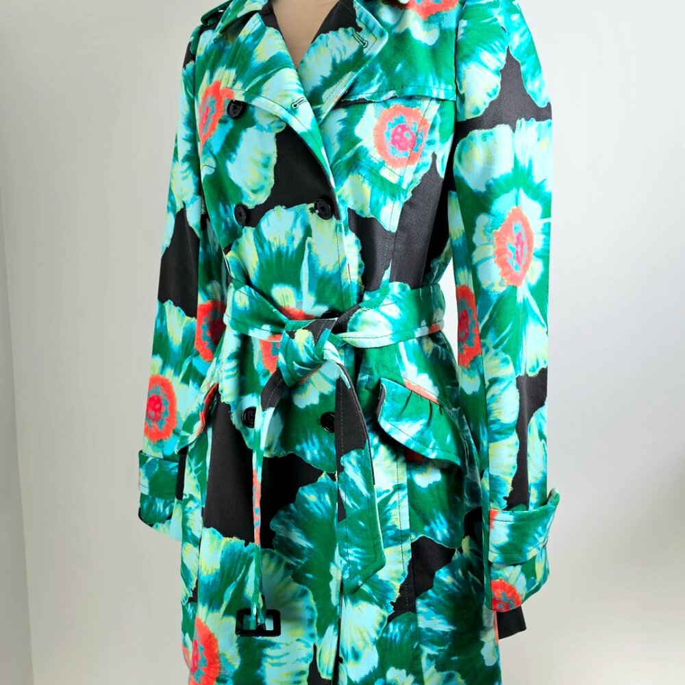 Banana Republic Floral Trench Coat – Statement Belted Coat – Size M - Picture 2 of 10